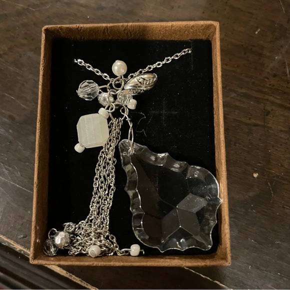 Maple Leaf Chandelier Crystal Glass Prism Necklace Multi Faceted 26 Inch - Picture 2 of 6